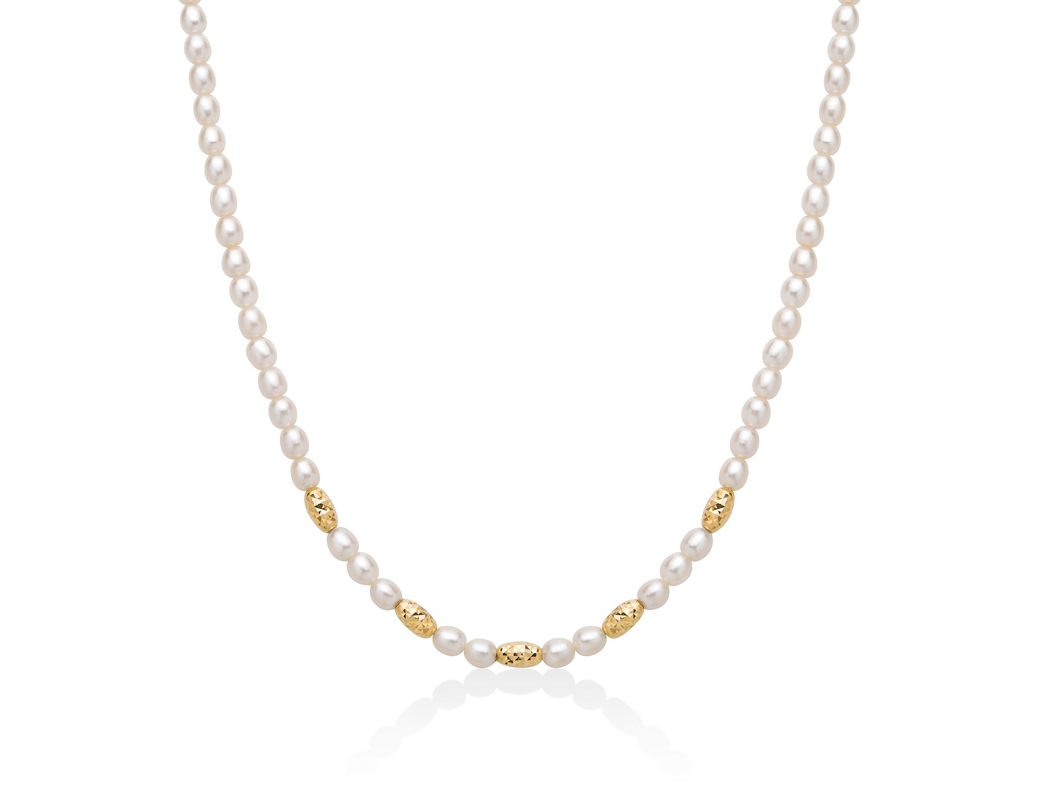 Collana Pepite di perle con cinque elementi in argento dorato diamantato.