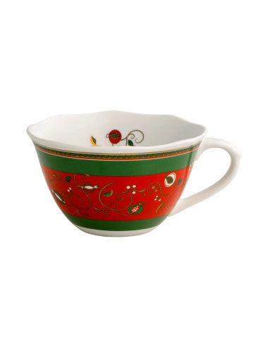 TAZZA COLAZIONE TEMPO DI FESTA PORCELLANA ROSSO/VERDE (8029722532752)
