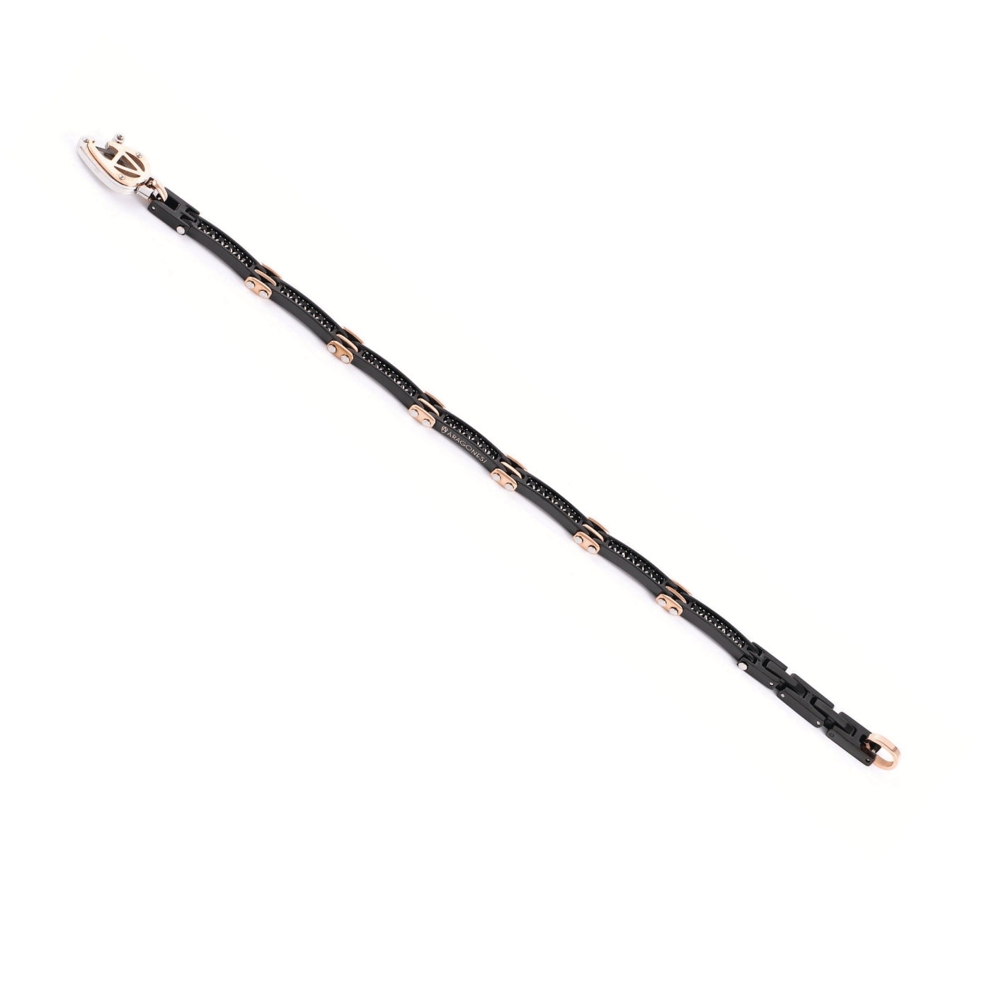 Binario Binario Bracciale Argento Nero Pietra St