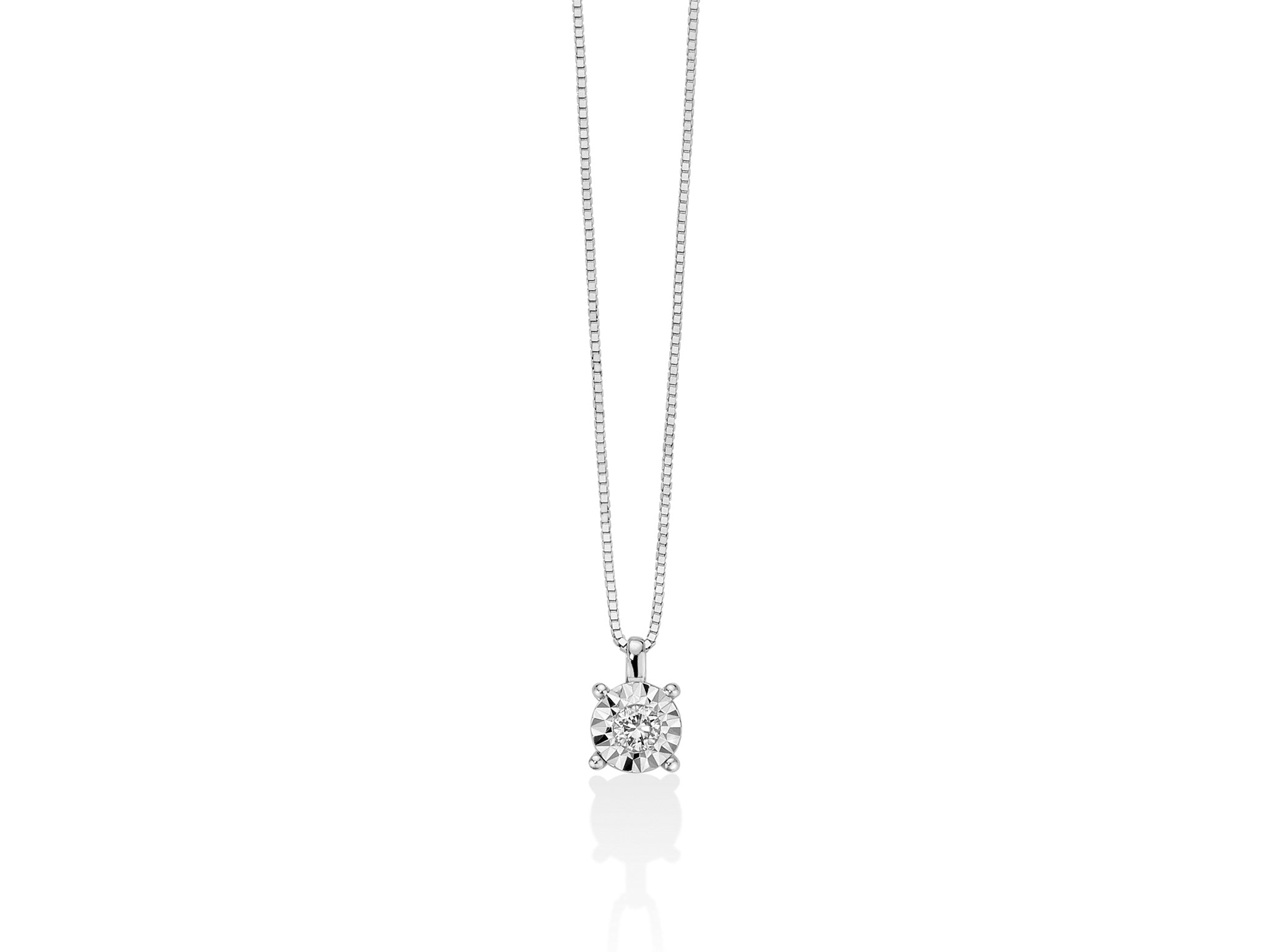 Collana riflessi a griffe regolari con diamante in oro bianco