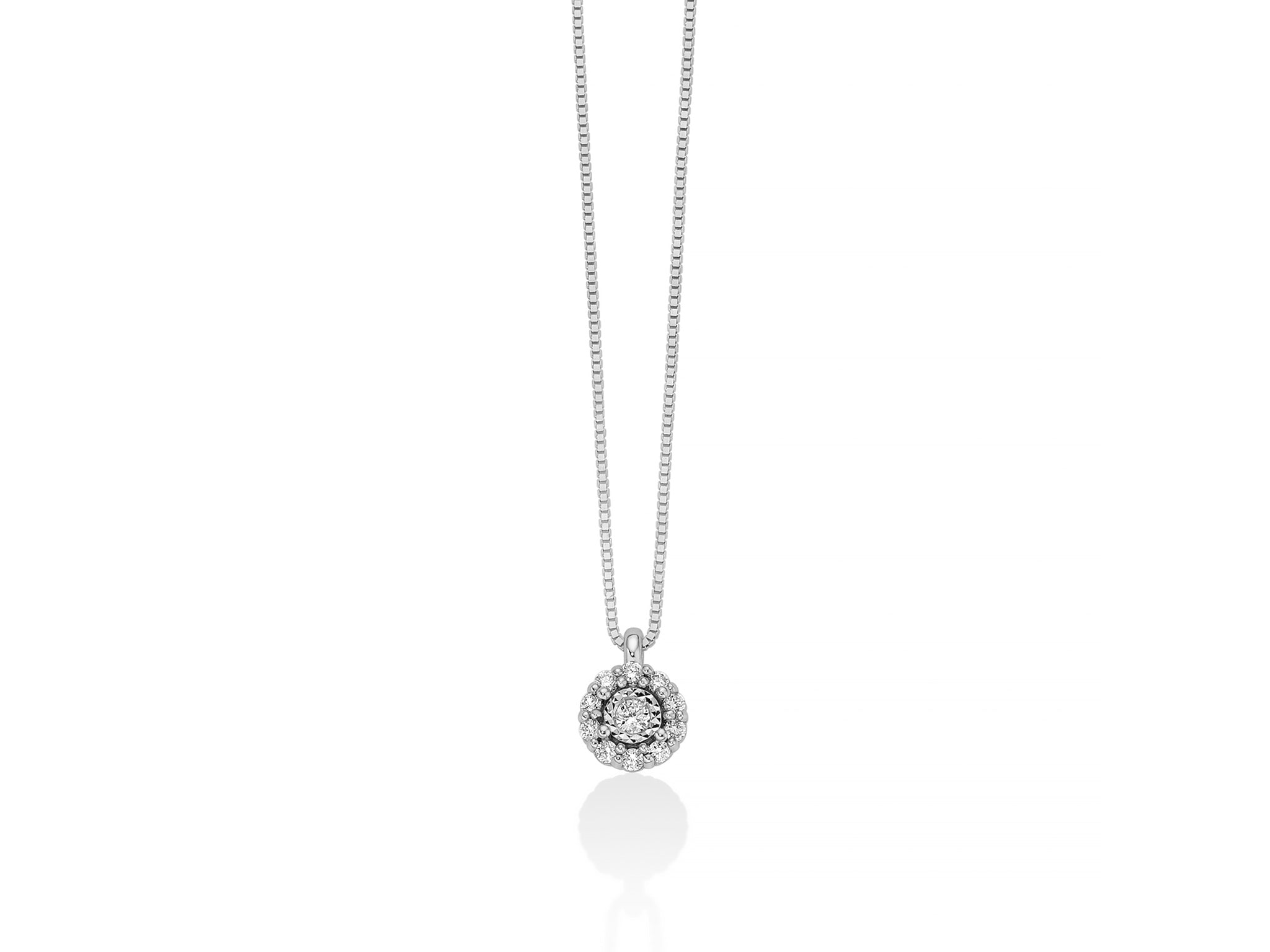 Collana con pendente fantasia di diamanti in oro bianco