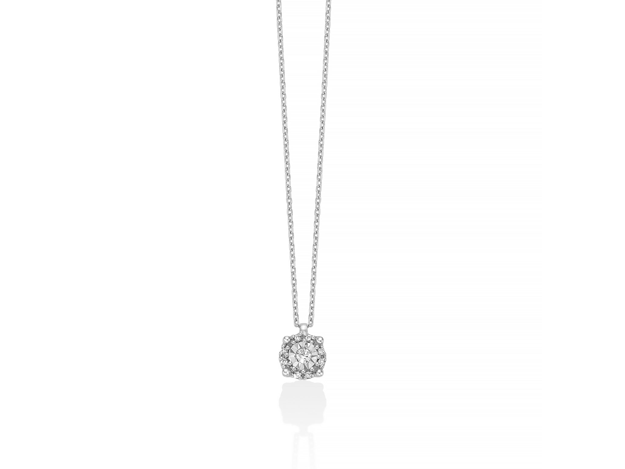 Collana con pendente fantasia di diamanti in oro bianco 375