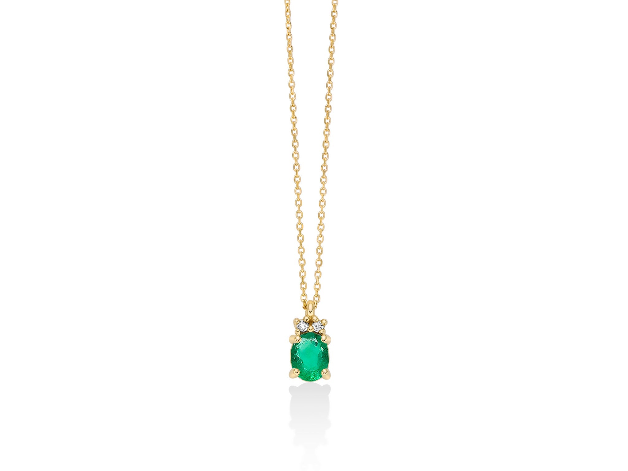 Collana con smeraldo ovale e diamanti in oro giallo 375