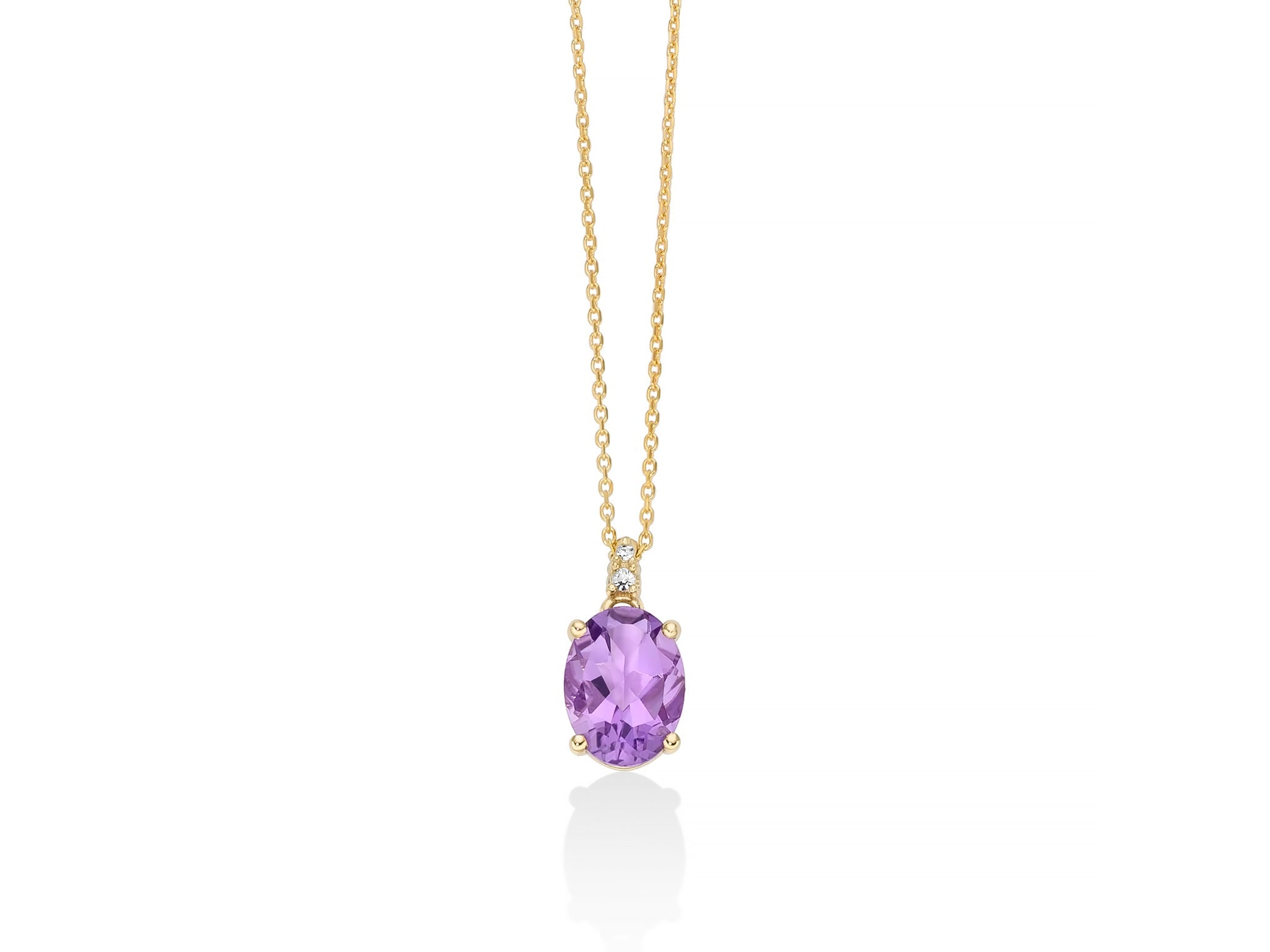 Collana con ametista ovale e diamanti in oro bianco 375