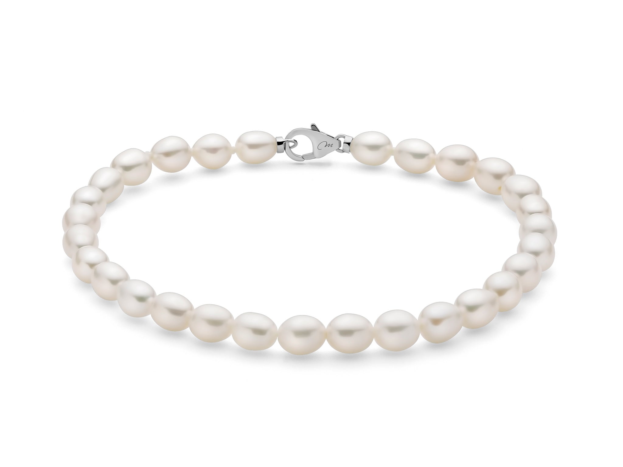 Bracciale Pepite di perle 5-5,5 mm con chiusura in argento