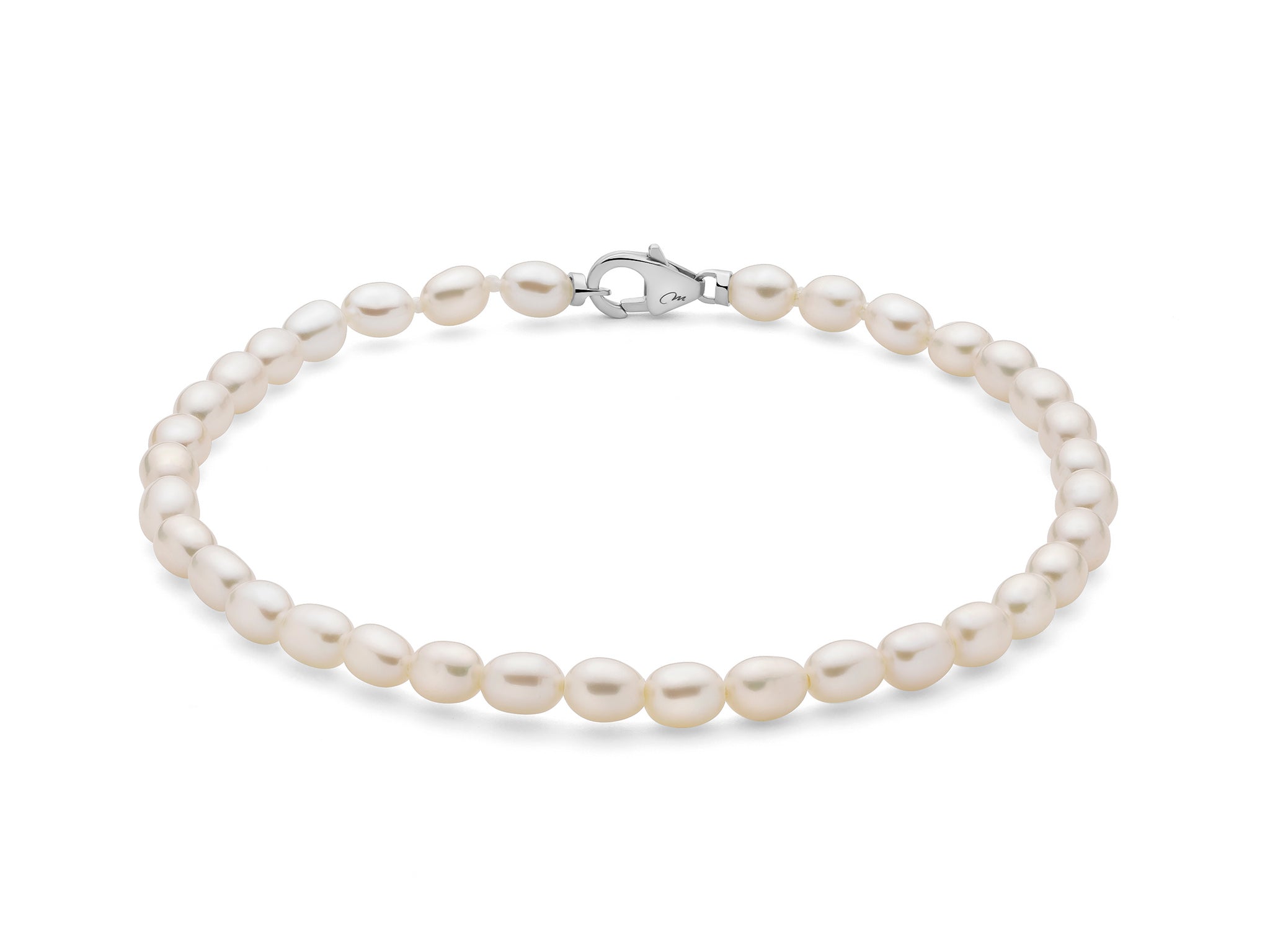 Bracciale Pepite di perle 4-4,5 mm con chiusura in argento