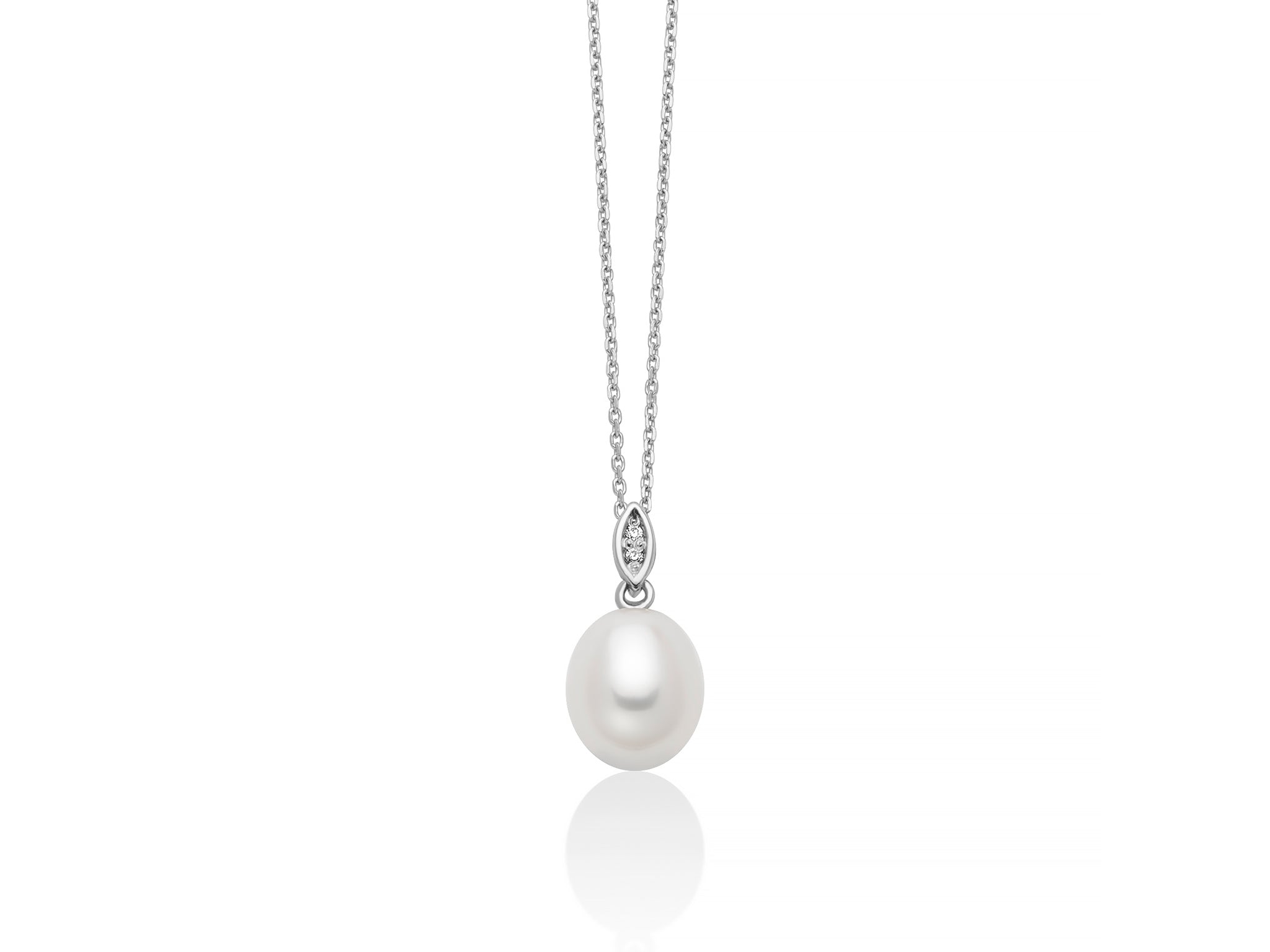 Collana con perla Oriente a goccia e diamanti in oro 375