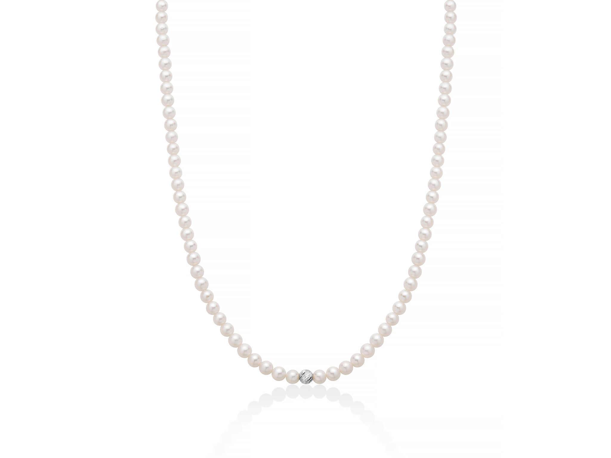 Collana di perle Oriente con centrale in oro bianco 375