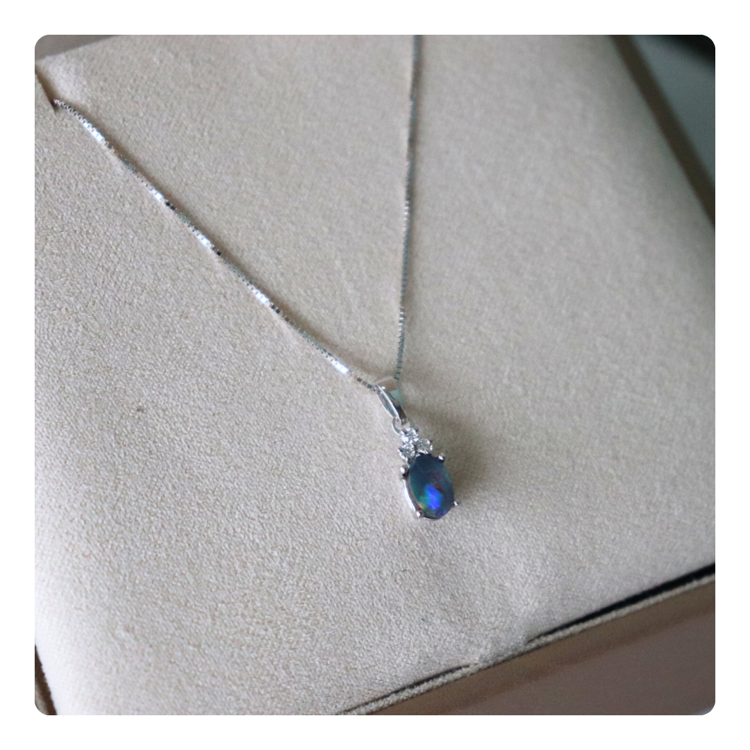 Collana in Oro 18kt con Opale Doppietta e Diamante | Giovanni Pace Jewels