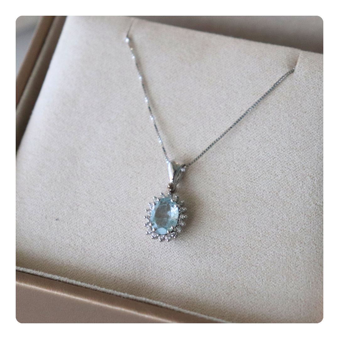 Collana in Oro 18kt con Acquamarina e Diamanti | Giovanni Pace Jewels