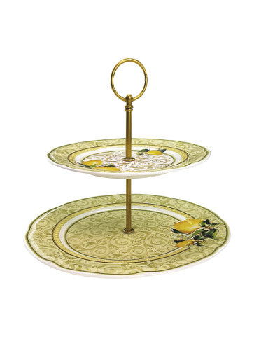 ALZATA 2 PIANI LIMONI NEW BONE CHINA/METAL 52760