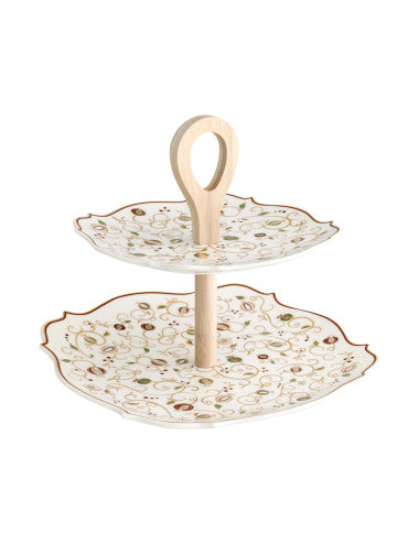 ALZATA TEMPO DI FESTA PORCELLANA/BAMBOO NATURALE (8029722532929)