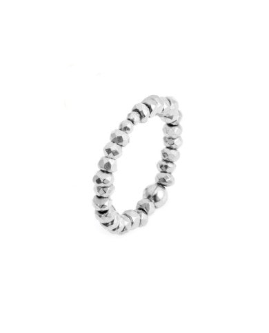 Anello elastico ematite sfaccettata