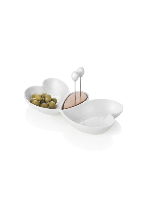 ANTIPASTIERA CUOR DI BUTTERFLYPORC BIANC/BAMB 2 FORC INOX