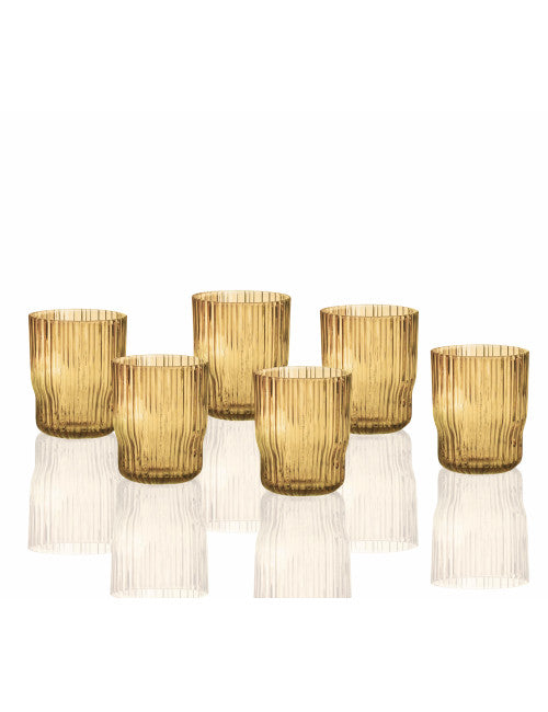 BICCHIERE PLISSE AMBRA SET 6 PZ VETRO