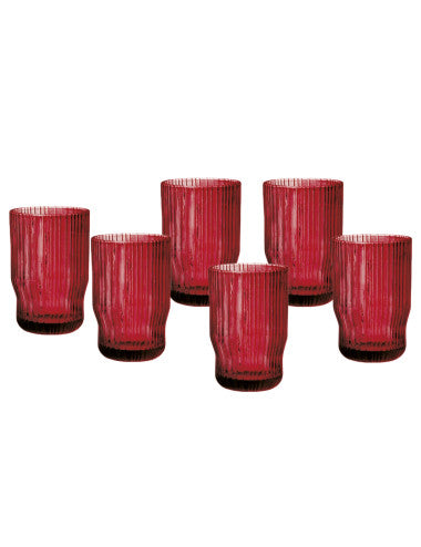 BICCHIERE PLISSE ROSSO SET 6 PZ VETRO (8029722515311)