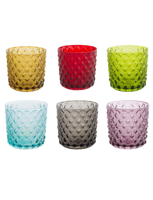 BICCHIERE ROMBI COLORI ASSORTITI SET 6PZ VETRO