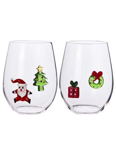 BICCHIERE W IL NATALE SOGGETTI NATALIZI ASSORTITI SET 2 PZ VETRO BOROSILICATO (8029722899435)