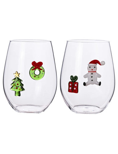 BICCHIERE W IL NATALE SOGGETTI NATALIZI ASSORTITI SET 2 PZ VETRO BOROSILICATO (8029722899411)