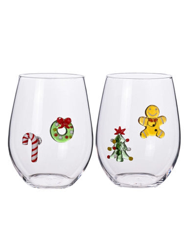 BICCHIERE W IL NATALE SOGGETTI NATALIZI ASSORTITI SET 2 PZ VETRO BOROSILICATO (8029722899428)