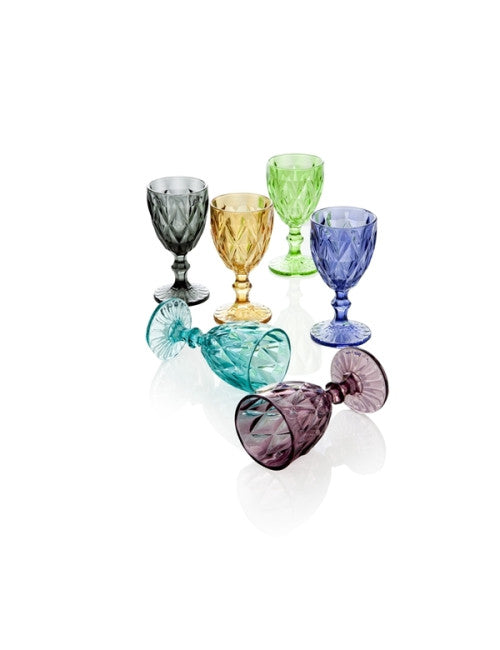 CALICE DIAMANTE COLORI ASSORTITI SET 6PZ VETRO