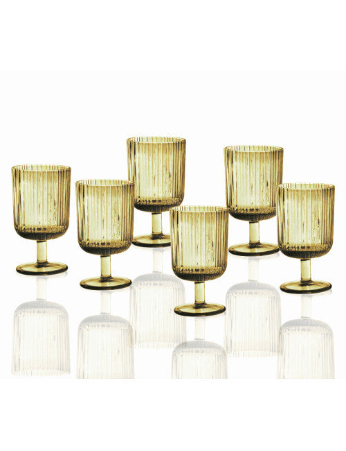 CALICE PLISSE AMBRA SET 6 PZ VETRO