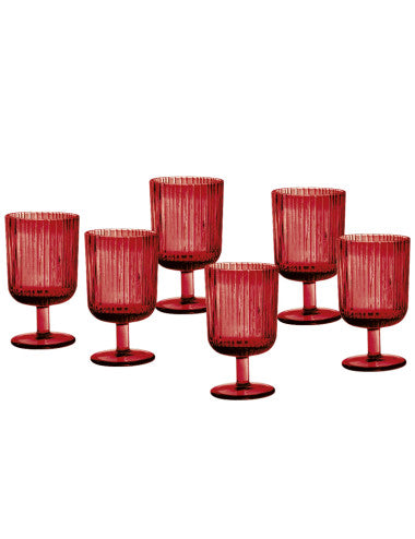 CALICE PLISSE ROSSO SET 6 PZ VETRO (8029722515328)