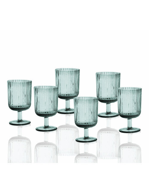 CALICE PLISSE TURCHESE SET 6 PZ VETRO