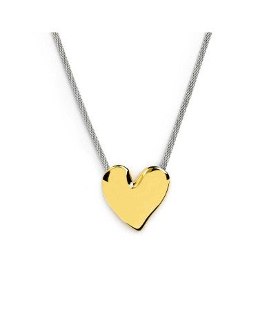 Collana catena mesh con cuore irregolare martellato