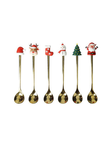 CUCCHIAINO GOLD SOGGETTI NATALIZI ASS SET 6 PZ INOX/SILICONE (8029722899121)