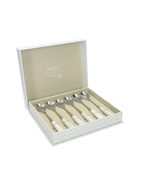 CUCCHIAINO RICCIOLI DI FATA SET 6 PZ INOX C/MANICO CERAMICA