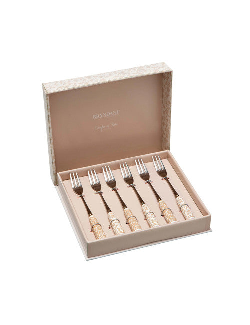 FORCHETTINA CAMPO AI FIORI SET 6 PZ INOX C/MANICO CERAMICA