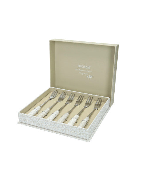 FORCHETTINA RICCIOLI DI FATA SET 6 PZ INOX C/MANICO CERAMICA