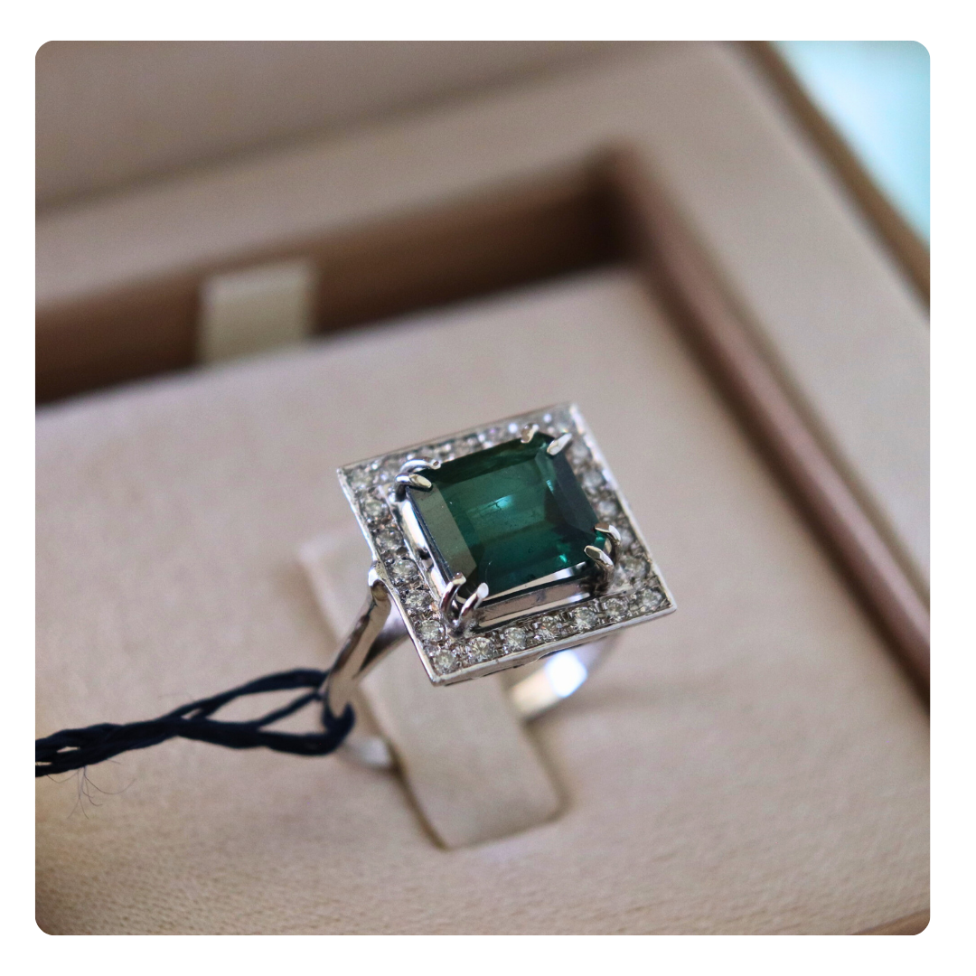 Anello in Oro 18kt con Tormalina e Diamante | Giovanni Pace Jewels