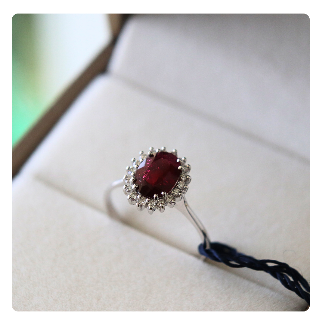 Anello in Oro 18kt con Rubellite e Diamante | Giovanni Pace Jewels