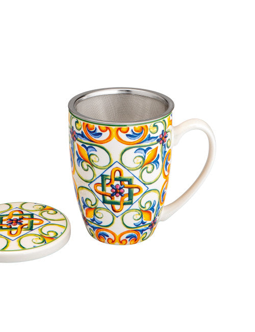 MUG MEDICEA GIGLIO NEW BONE CHINA C/INFUSORE INOX