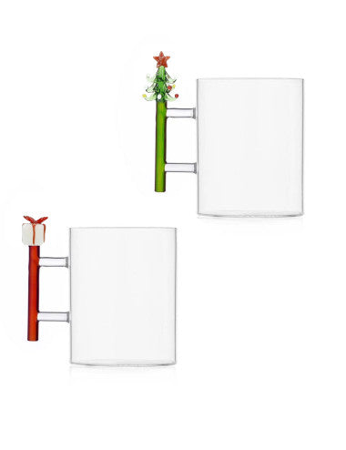 MUG W IL NATALE SOGGETTI NATALIZI ASSORTITI SET 2 PZ VETRO BOROSILICATO (8029722899923)