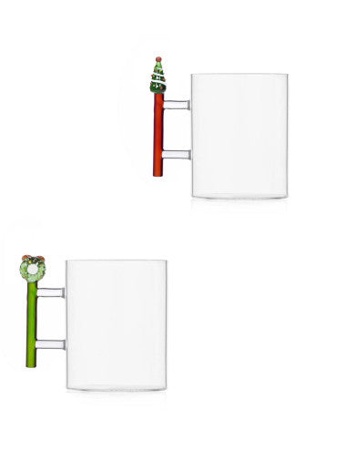 MUG W IL NATALE SOGGETTI NATALIZI ASSORTITI SET 2 PZ VETRO BOROSILICATO (8029722899916)