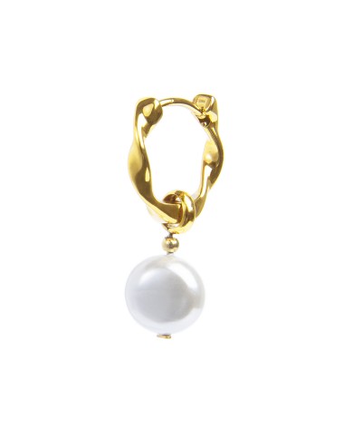 Orecchino a cerchio 1,4cm con perla pendente