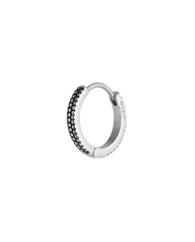 Orecchino a cerchio 1,5 cm trama puntinata in black oil opaco
