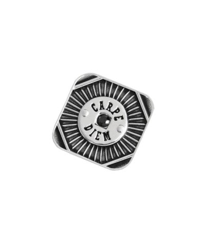 Piastrina quadrata carpe diem con zircone nero changy