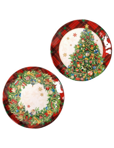 PIATTINO CHRISTMAS DECORI ASSORTITI SET 2 PZ MELAMINA (8029722800035)