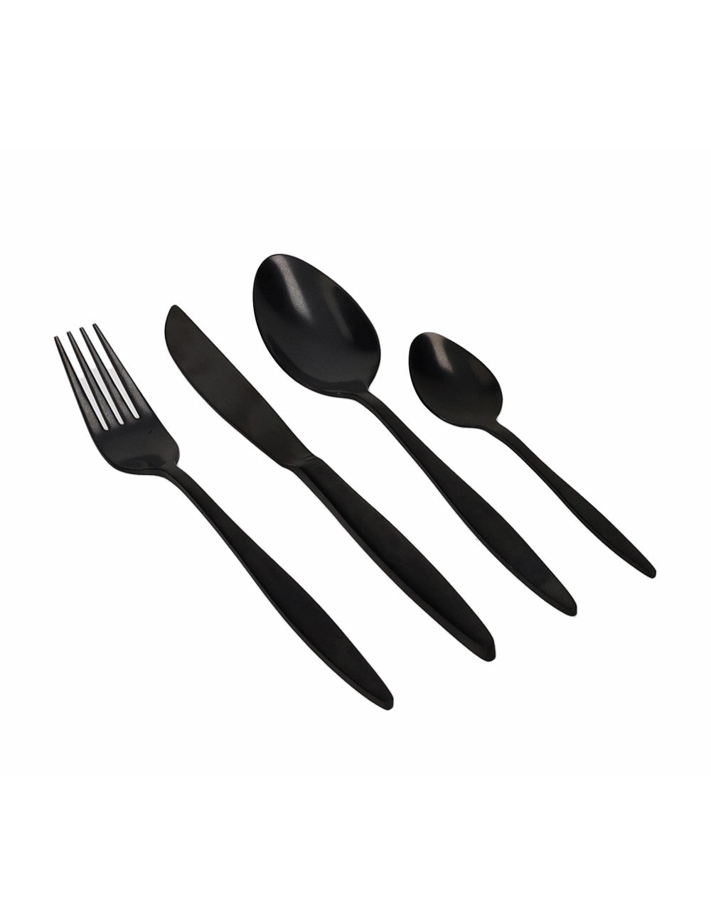 SET POSATE STRETCH BLACK SATINATE 16 PZ INOX