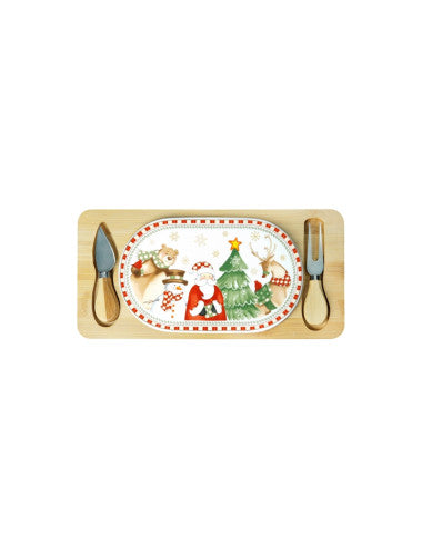 TAGLIERE RACCONTI PORCELLANA CON SUPPORTO BAMBOO E 2 COLTELLI FORMAGGIO INOX (8029722848006)