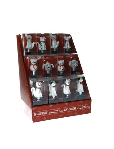 TAPPO CHRISTMAS CANI E GATTI ASSORTITI DISPLAY VETRO/ZINC ALLOY 12 PZ (8029722845180)
