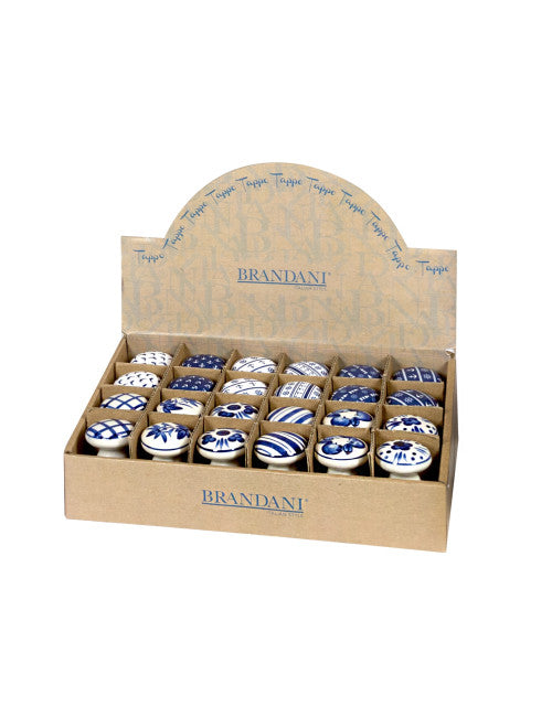 TAPPO DECORI BLU ASSORTITI CERAMICA/SUGHERO DISPLAY 24 PZ