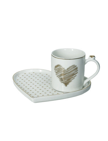 TAZZA C/VASSOIO AMORE MIO CUORI NEW BONE CHINA 51662