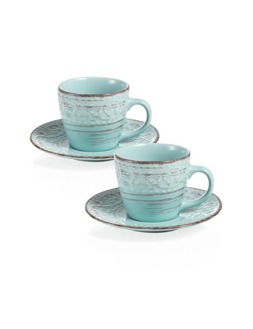 TAZZA CAPPUCCINA SERENDIPITY TURCHESE SET 2 PZ STONEWARE