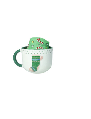 TAZZA COLAZIONE CALZA NEW BONE CHINA CON CALZINI COTONE (8029722830254)