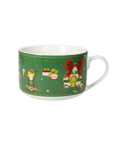 TAZZA COLAZIONE ELFOMAGIA NEW BONE CHINA (verde) (8029722845449)